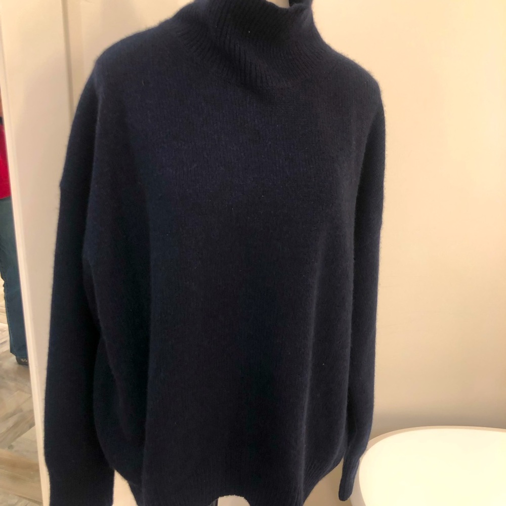 360 Cashmere Navy Blue Pullover Turtleneck Sweater Size L